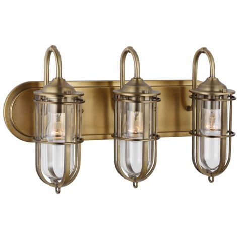 Wandleuchte Badzimmerleuchte Wandlampe Stahl Glas Messing IP44 H 31,1 cm