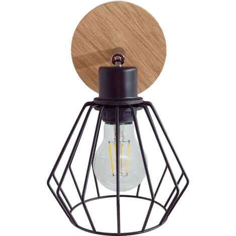 Wandleuchte DIANA Loft Holz Eiche 1x Diamant STYLISCH