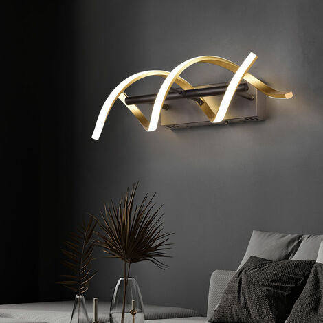 Wandleuchte dimmbar Modern Designlampe Wand schwarz Wohnzimmerleuchte messing, CCT Switch Dimmer, Alu, LED 22W 2800Lm, BxH 13x47 cm