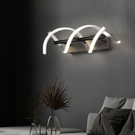 Wandleuchte dimmbar Modern Designlampe Wand schwarz Wohnzimmerleuchte silber, CCT Switch Dimmer, Alu, LED 22W 2800Lm, BxH 13x47 cm