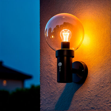 Wandleuchte für den Außenbereich Edelstahl mit PIR-Sensor Optic Schwarz