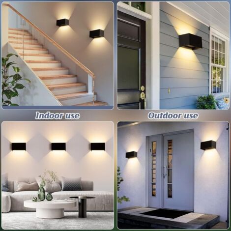 Wandleuchte für den Innen- und Außenbereich, 24 W, schwarze LED-Wandleuchte, 3000 K warmweiß, mit einstellbarem Abstrahlwinkel, IP65 wasserdichte Wandleuchte für den Außenbereich [Energieklasse E]