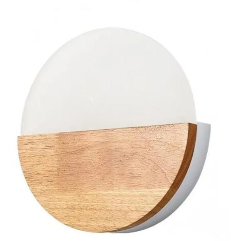 Wandleuchte für den Innenbereich, 6 W LED, warmweiß – Kreative runde Wandleuchte aus Holz und Acryl – 1 Stück