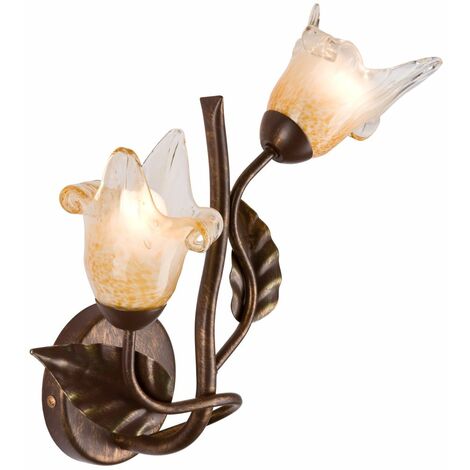 Wandleuchte Glas Metall Floral Shabby Wandlampe innen