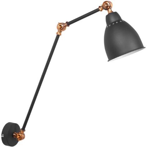 Wandleuchte Graphitgrau Metall mit Langem Schwenkarm Verstellbar Glockenförmig Modernes Design