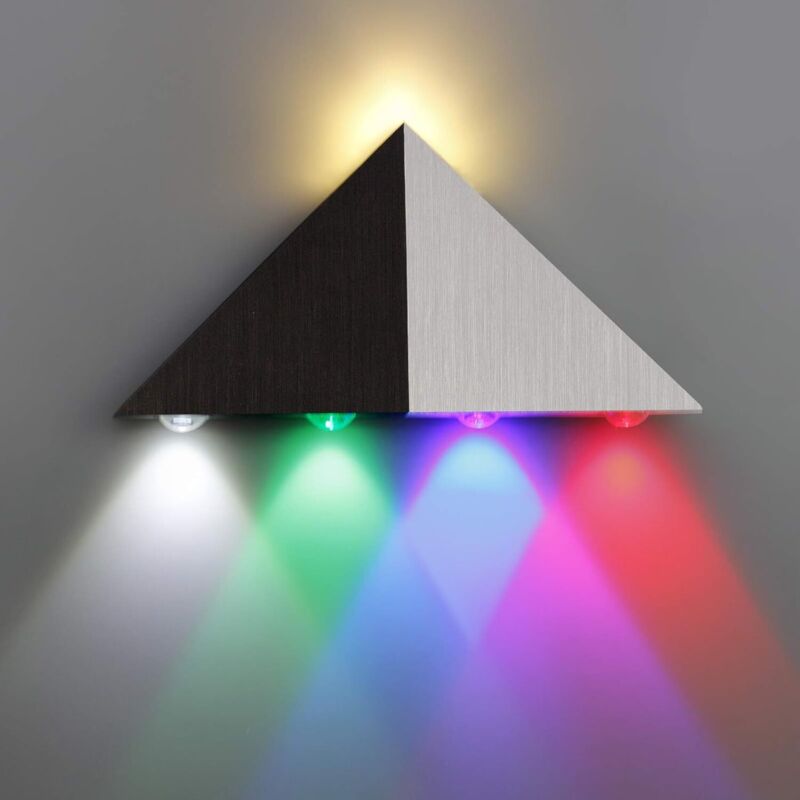 Wandleuchte Innen 5W LED Modern Dreieck Aluminium Wandlampe für Wohnzimemr, Schlafzimmer, Treppenhaus, Balkon, Bars (Farbiges Licht)