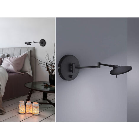 Wandleuchte Kazan Led Dimmbar Schwarz Einstellbar Ø14 cm Trio Lighting