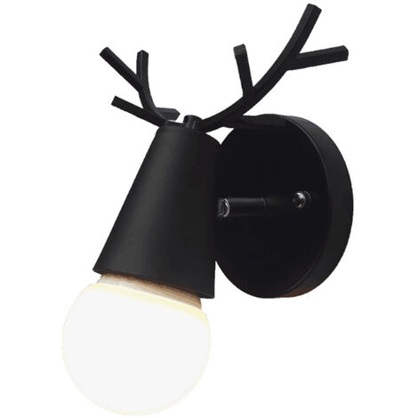 Wandleuchte Kreative, Moderne Geweih Form Wandlampe, Wandstrahler Licht aus Metall E27 Fassung für Schlafzimmer Wohnzimmer Treppen (Schwarz)