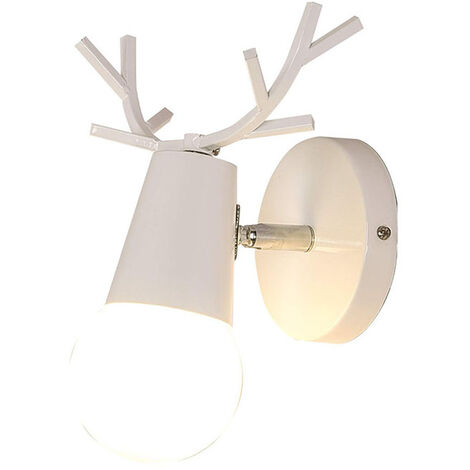Wandleuchte Kreative, Moderne Geweih Form Wandlampe, Wandstrahler Licht aus Metall E27 Fassung für Schlafzimmer Wohnzimmer Treppen (Weiß)