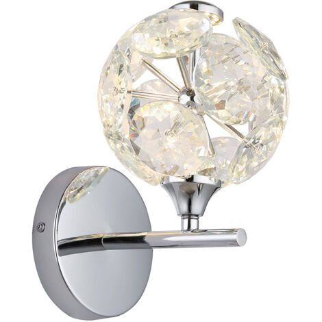 Wandleuchte Kristallleuchte Flurlampe LED chrom Wohnzimmer Kugellampe Metall