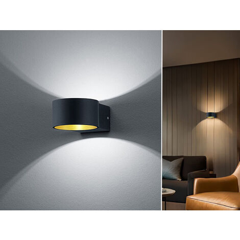 Wandleuchte Lacapo Schwarz und Gold Led Double Light Trio Lighting