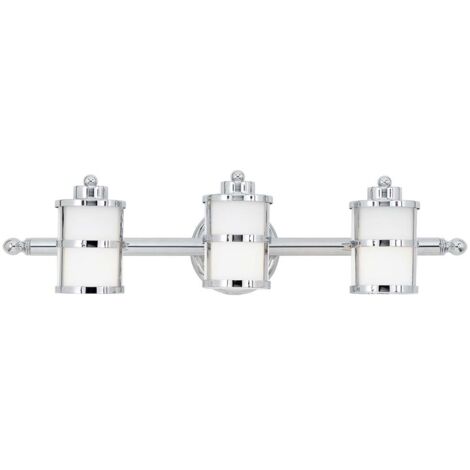 Wandleuchte Lampe Spiegelleuchte Badezimmerlampe 3 flammig chrom Glas LED L 66cm