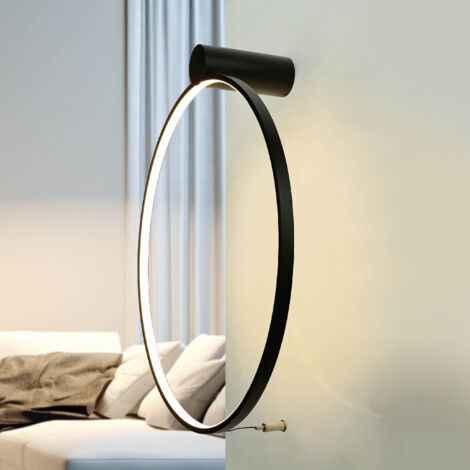 Wandleuchte LED Aluminium B: 45 cm Schwarz rund 3000 K warmweiß 560 lm Modern