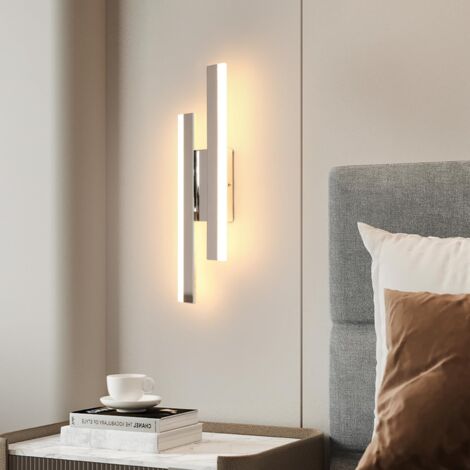Wandleuchte LED Innen, 3000K Warmweiß Wandlampe, 16W LED Lange Wandleuchte Innen für Schlafzimmer, Wohnzimmer, Korridor, Chrom 40cm