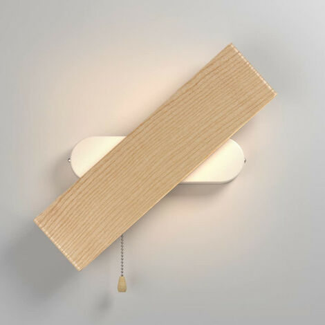 Wandleuchte LED Wandlampe Innen Holz Wandbeleuchtung 360° Drehbare Wandlicht für Wohnzimmer Schlafzimmer Treppenhaus Flur Warmweiß Nachttischlampe [Energieklasse E] 32cm