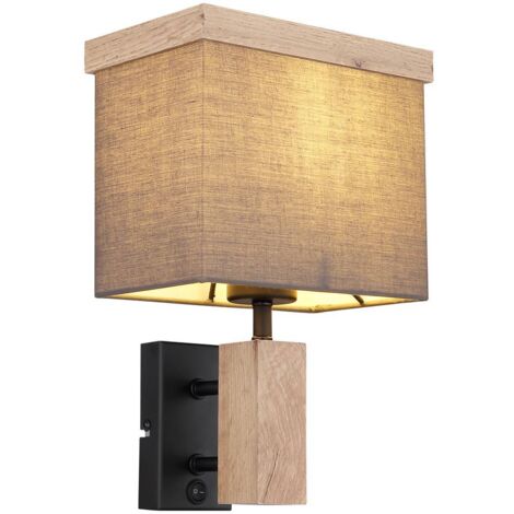 Wandleuchte Leseleuchte Bettlampe Holzleuchte Textil Schlafzimmerlampe anthrazit