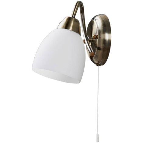 Wandleuchte Mael mit Zugschalter - weiß, altmessing