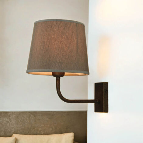 Wandleuchte Messing Stoff Schirm in Beige