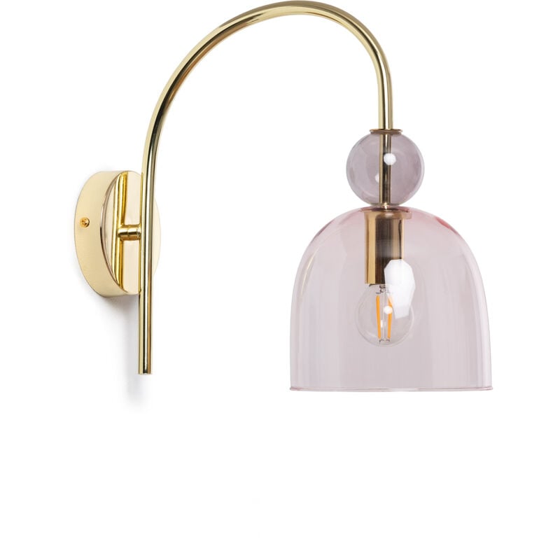 Wandleuchte Metall und Glas Baudelaire Rosa