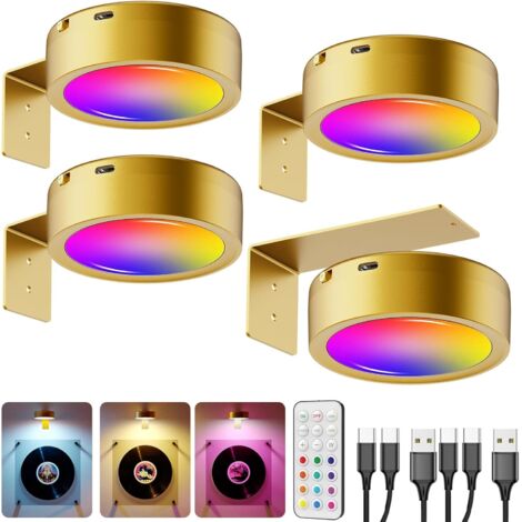 Wandleuchte mit 2600-mAh-Akku, kabellose Fotoleuchte mit USB-Aufladung und Fernbedienung, dimmbarer LED-Scheinwerfer mit Magnet und Akku, batteriebetriebene Fotoleuchte, gold-mehrfarbig
