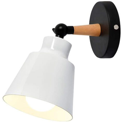 Wandleuchte Modern Innen aus Eisen Holz Wandlampen Verstellbare für Wohnzimmer Schlafzimmer Flur Treppenhaus(Weiß)