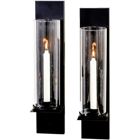 Wandleuchte, Schmiedeeisen, 2er-Pack Laterne, Kerzenlaterne, Wandbox