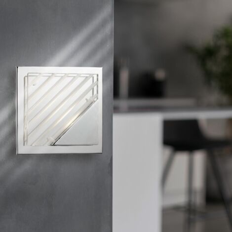 Wandleuchte Treppenhaus LED Wandlampe quadratisch Flurleuchte, Aluminium Chrom silber, 5W 350lm 3000K, LxB 15x15 cm