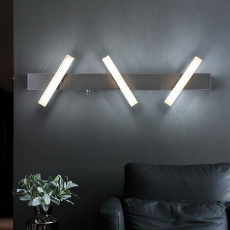 Wandleuchte verstellbar Wohnzimmerleuchte Esszimmerlampe Deckenleuchte silber, bewegliche Spots, 3x 3W 3x185lm 3000K, BxH 17x58 cm