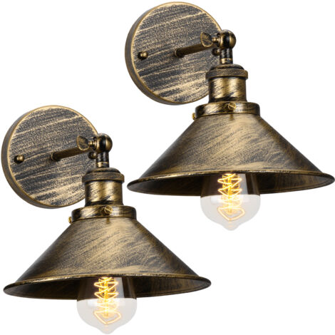 Wandleuchte Vintage 180° Verstellbare Wandlampe Industrielle E27 aus Eisen Käfig Lampenschirm Deckenleuchte für Flur Wohnzimmer (2er, Rotes Kupfer)