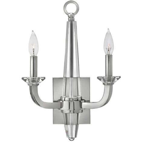 Wandleuchte Wandlampe Flurlampe Nickel Stahl Kristalle 2-flammig B 30,5 cm