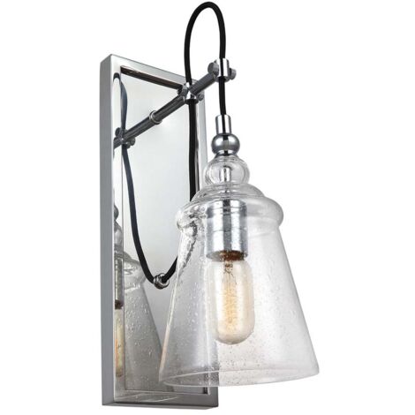 Wandleuchte Wandlampe Flurleuchte Chrom Eisen Glas B 14,6 cm Schlafzimmerlampe