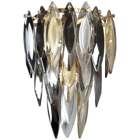 Wandleuchte Wandlampe Flurleuchte goldfarben K9 Kristalle champagnerfarben H 34 cm
