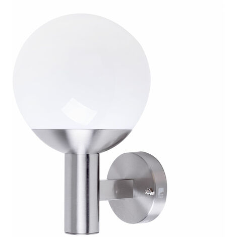 EGLO Wandleuchte Wandlampe Kugelleuchte Außenleuchte Eingangs Beleuchtung Smart LED Edelstahl, Kunststoff weiß, App Steuerung, 1x 9 Watt 806 lm, HxB 31,5x20 cm