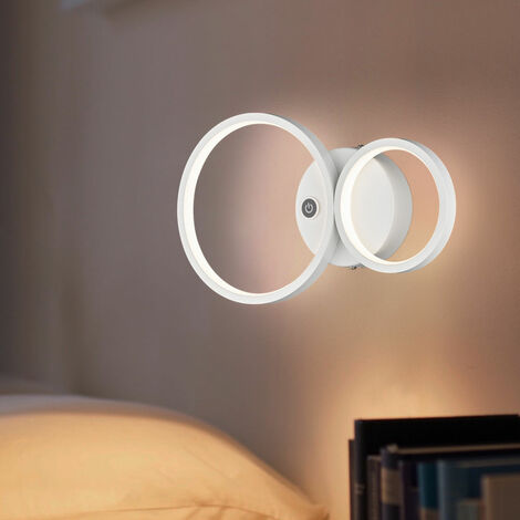 Wandleuchte Wandlampe modern Wandlampe innen rund, Touchdimmer Ringdesign weiß, 1x LED 11W 1100Lm 3000K, LxBxH 32,5x19,5x6cm, WOFI 4532.02.06.9000