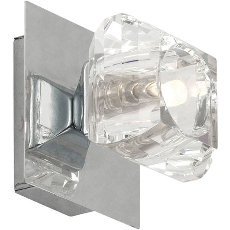 Wandleuchte Wandlampe Quadrat Kristallglas Design Spot Chrom H 10 cm Wohnzimmer 