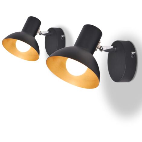 Wandleuchten 2 Stk. für 2 Glühlampen E27 Schwarz und Gold vidaXL