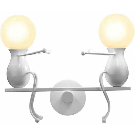Wandleuchten aus Eisen, kreative Wippe, doppelt, kleine Menschen, Wandleuchte, Schlafzimmer, modernes Dekor, Metallpuppe, Nachttischlampe, Geschenk, Kinder, Cartoon, Mini-Wandleuchten, Innenbeleuchtun