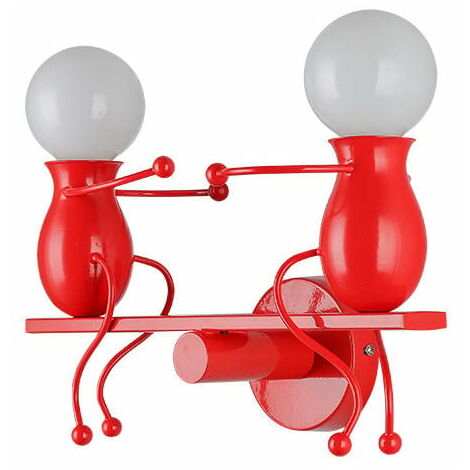 Wandleuchten aus Eisen, Wandleuchten, kreative Wippe, doppelt, kleine Menschen, Wandleuchte, moderne Schlafzimmerdekoration, Metallpuppe, Nachttischlampe, Geschenk, Kinder, Cartoon, Mini-Wandleuchten,