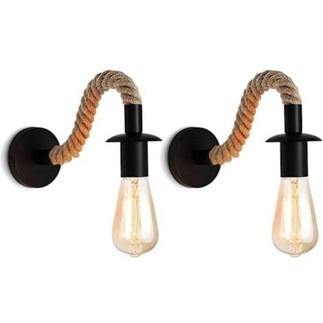 Wandleuchten aus Hanfseil im Retro-Stil, Nachttischlampen im Industriestil