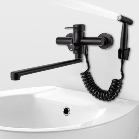 Wandmontage Küchenarmatur Schwenkbar Edelstahl Wasserhahn 360° Spültischarmatur