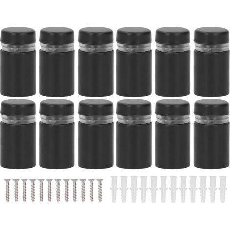 Wandmontage-Set für Werbetafeln – 12 Sets mit je 12 x 20 mm schwarzen Edelstahl-Wandschrauben für Acrylglas und Glas