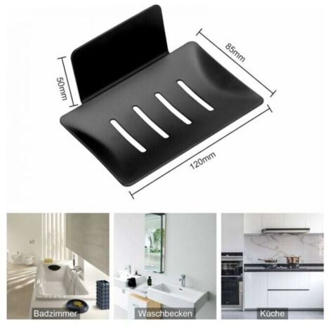 Wandmontierbare Edelstahl-Seifenschale (ohne Bohren), selbstklebend, für Dusche/Badezimmer/Küche/Balkon, hält Seife/Schwämme