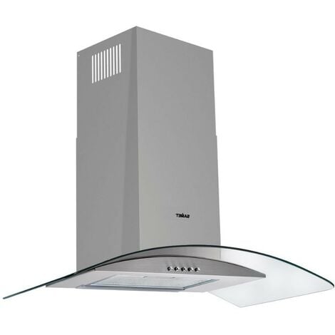 DEFIBRICO Wandmontierte 90 cm Edelstahl-Dunstabzugshaube mit Glaskuppel - Samet WETH 90