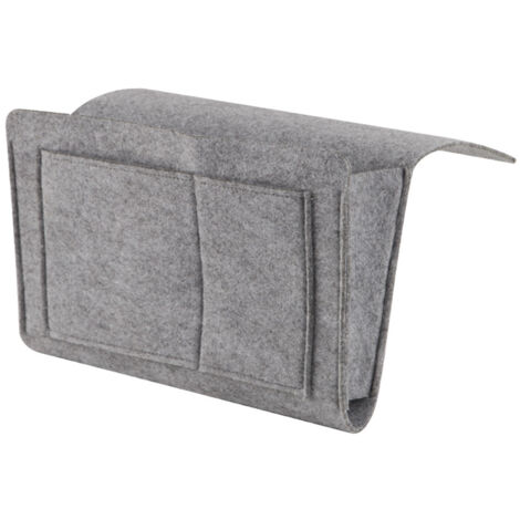 Wandmontierte Aufbewahrungstasche aus Filz für Bett und Sofa, Betttaschen-Organizer, Halterung für Handy, Fernbedienung und Tablet, 32 cm x 10 cm, hellgrau, 1 Stück