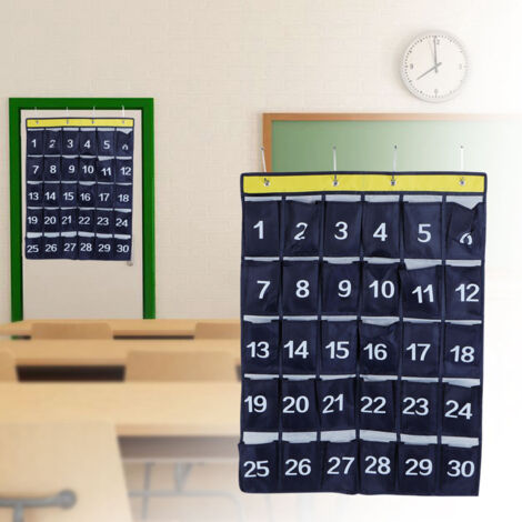 Wandmontierte Aufbewahrungstasche mit nummerierten Fächern – Organizer für Handy und Zubehör aus marineblauem Oxford-Gewebe, 30 Fächer (79 x 60 cm)
