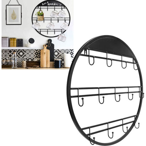 Wandmontierte Kaffeetasse Tasse Halter Aufhänger Lagerung Rack Haken Organizer Küche SuppliesRound