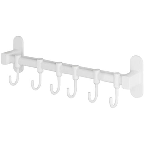 Wandmontierte Küchenreling aus Aluminium mit 6 Utensilienhaken, 40 cm – platzsparend und leicht zu verschieben