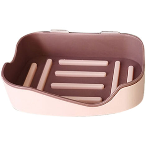 Wandmontierte Seifenschale aus Kunststoff – Leichte, rosa Abtropfschale – Selbstklebend, 33 g – Badezimmerorganisation [Badezimmeraccessoires]