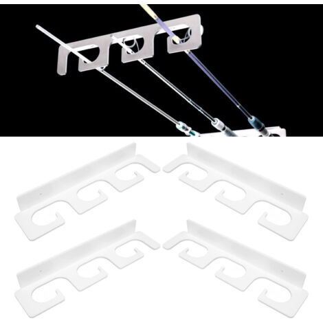 Wandmontierter Angelrutenhalter aus weißem Acryl, 4-teilig, schnelle Montage, minimalistisches Design für Garage & Bungalow