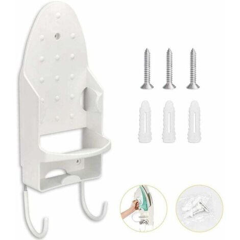 Wandmontierter Bügelbretthalter mit 2 Haken, PBT – 13,3 x 29,4 cm